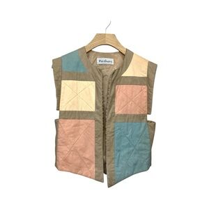 Vintage 70s Patchington Suedemore Pastel Boho Folk Vest M